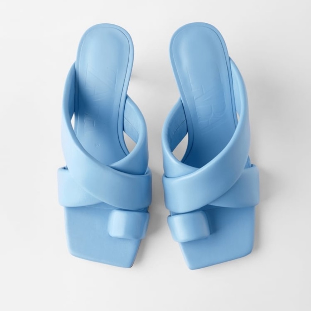 NWT Zara padded heel leather sandals - Picture 2 of 16